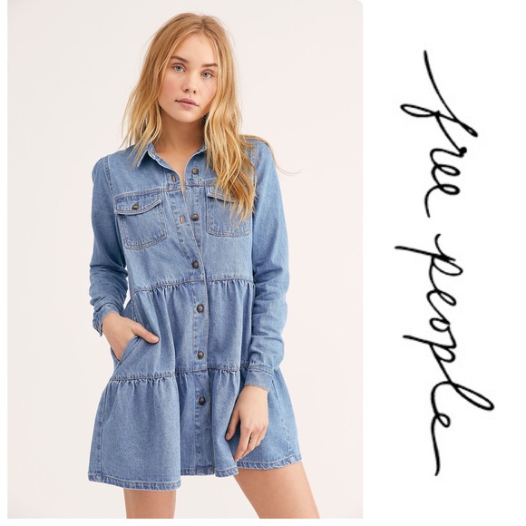 Free People Nicole Denim Shirt Dress - Picture 4 of 8